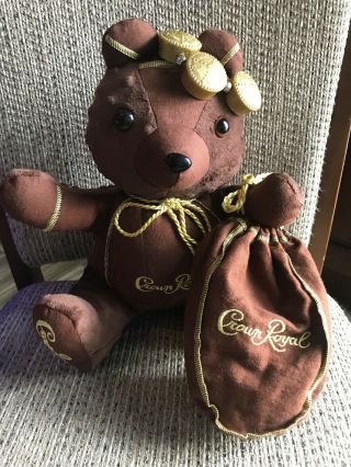 Crown Royal Maple Teddy Bear With Crown & Bag - Handmade Ooak