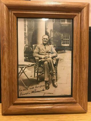 Franklin D.  Roosevelt Signed Autographed Picture With Frame