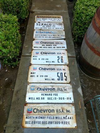8 Porcelain Texaco Oil Well Lease Signs