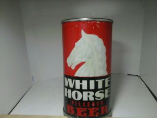 12oz Flat Top (oi) Beer Can ( ((really White Horse Pilsner Beer)) ).