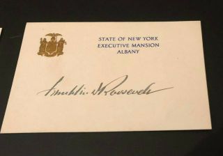 Franklin Roosevelt Signed Executive Mansion Card As Governor Of York