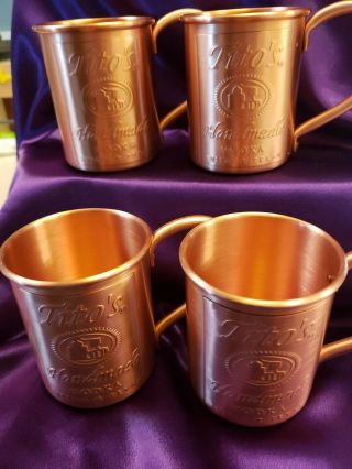 4 Tito ' s Vodka Copper Moscow Mule Mug Set 4x 4