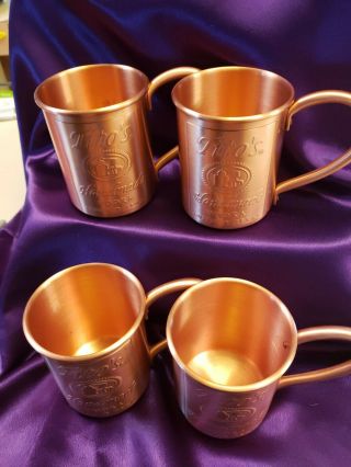 4 Tito ' s Vodka Copper Moscow Mule Mug Set 4x 5