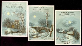 3 Nyc Trade Cards,  Peek & Son For The Opera Piano At 212,  & 214 W 17th St K395