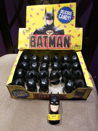 Michael Keaton Batman Candy Dispenser 1989 Topps Full Box 24ct.  S/h
