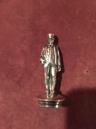 Antique Silverplate Figural Man with Hat Bottle Stopper 6