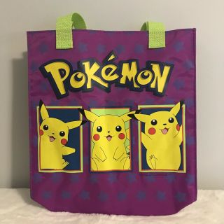 Nintendo Pokemon Purple Green Pikachu Tote Bag Shopper Vintage 2000