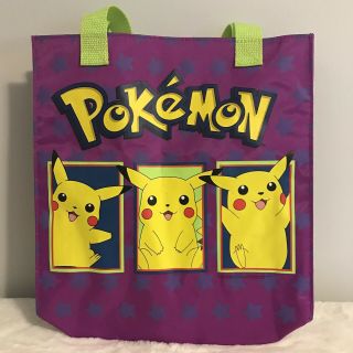 Nintendo Pokemon Purple Green Pikachu Tote Bag Shopper Vintage 2000 2