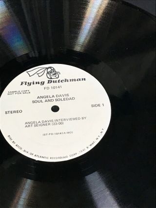 NM Angela Davis - Soul And Soledad LP - Flying Dutchman WLP PROMO 2