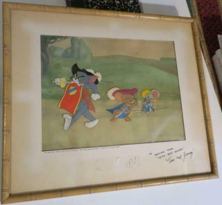 Orig Tom & Jerry Hanna Barbera Hand Painted Cel Cell From 1952 Two Mouseketeers