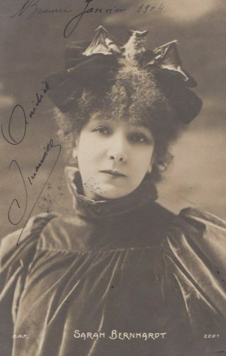 Sarah Bernhardt Signed - French Theatrical Actress - Authentic Autographed 1904s