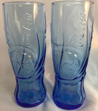 Coca - Cola Blue Butterfly 2010 Mcdonalds Glasses - Htf In Blue - Pair