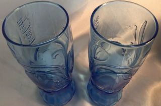 Coca - Cola Blue Butterfly 2010 McDonalds Glasses - HTF In Blue - pair 3