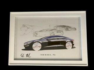 Elon Musk Signed Autographed Tesla Model S Reservation Sketch