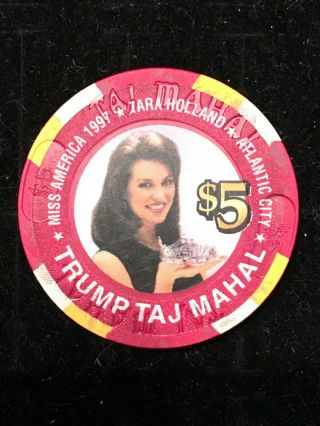 Trump Taj Mahal Casino $5 Chip Miss America 1997 Atlantic City Poker Blackjack V
