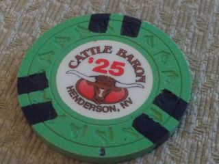 Cattle Baron Hotel Casino $25 Hotel Casino Gaming Chip Henderson,  Nv