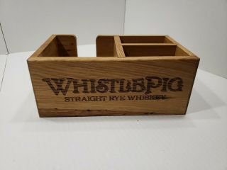 Whistlepig Wooden Bar Top Napkin / Coaster Box Crate Display Vendor Small Crack