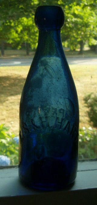 E S & H Hart Superior Soda Water Bottle Canton Conn Union Glass Iron Pont