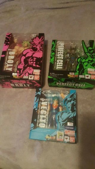 Sdcc 2018 Tamashii Nations Exclusive Set Of 3 S.  H.  Figuarts Broly Vegito Cell