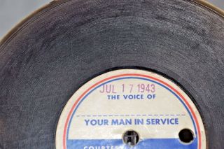 Pepsi Cola 45 Rpm The Voice Of Your Man In Service Record 7 Inch 1943 Rare