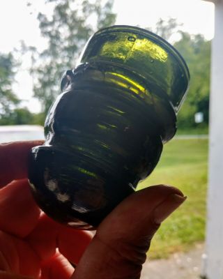 UNMARKED DEEP OLIVE GREEN GLASS INSULATOR 2