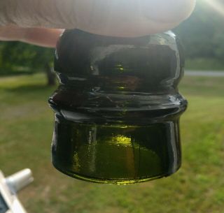 UNMARKED DEEP OLIVE GREEN GLASS INSULATOR 5