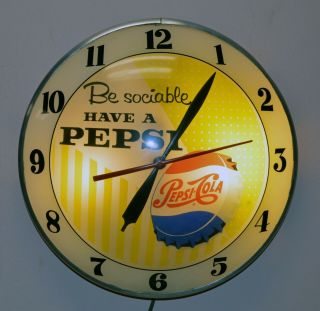 1950’s Pepsi - Cola Double - Bubble Clock,  " Be Sociable - Have A Pepsi”