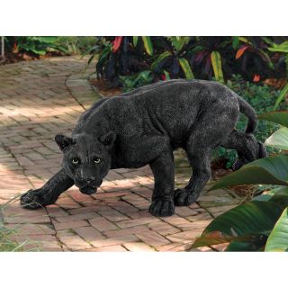 African Wildlife Jungle Stalking Black Panther Sculpture Yard Garden Statue