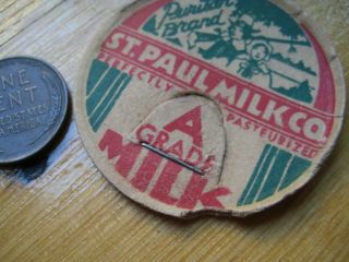 2 Minnesota milk cap,  Puritan Brand St.  Paul Milk Co w/Pilgrim Couple Musket lids 2