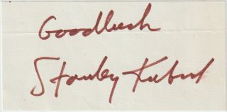 Stanley Kubrick,  Autograph On Paper
