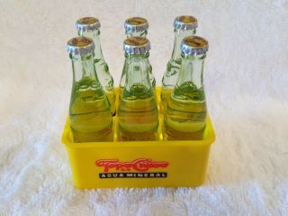 Set Of Six 6 Rare Topo Chico 3 " Miniature Collectible Glass Bottles,  & Carrier