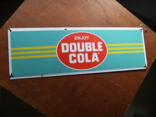 Vintage Double Cola Porcelain / Enamel Sign 17 X 5 1/2 Great Shape