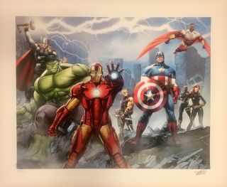 Marvel Avengers Fine Art Defenders Signed By Stan Lee Giclee On Paper Sn Le