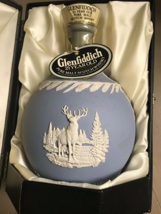 Glenfiddich 21 Year Old Whiskey In Wedgewood Decanter.