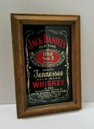 Jack Daniels Old No 7 Whiskey Vintage Small 6.  5 " X 9.  5 " Framed Bar Mirror Sign