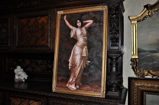 Old Museum Quality Allegorical Portrait Of Lovely Dancing Girl Oil Painting