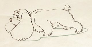1955 Walt Disney Lady And The Tramp Production Animation Drawing Cel