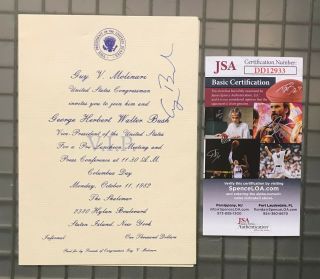 President George H.  W.  Bush Signed White House Luncheon Invitation Card Jsa