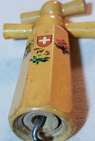 Vintage Wooden Double Action Cork Screw French style Swiss? Wine Opener 4
