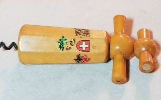 Vintage Wooden Double Action Cork Screw French style Swiss? Wine Opener 5
