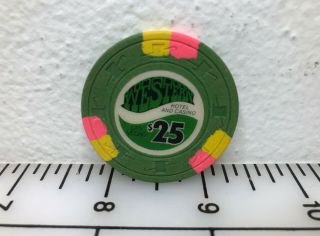 Rare Western $25 Green,  Yellow & Pink,  H&c Las Vegas Casino Chip