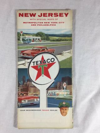 Vintage 1962 Texaco Touring Road Map Jersey Gas Oil Filling Station