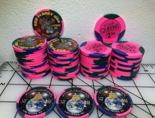 Rare 4 Queens $2.  50 Set Of 52,  3 Diff.  Styles,  Las Vegas Casino Chips
