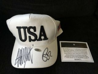 President Donald Trump & Mike Pe Hand Signed Campaign Hat Usa Autograph With