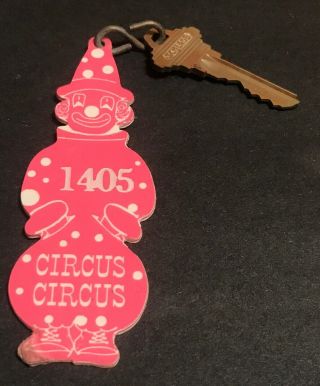 1960 ' s Circus Circus Las Vegas Nevada Casino Hotel Room Key,  Fob Key Chain Clown 3