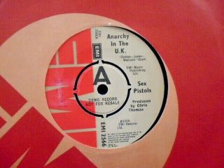 The Sex Pistols " Anarchy In The U.  K.  " Uk E.  M.  I.  Demo Ex,  Cond.  In Or.  Sl.  [wol]