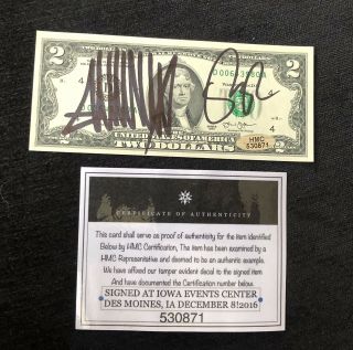 President Donald Trump & Mike Pence Signed Autograph $2 Dollar Bill W