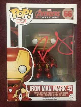 Robert Downey Jr Signed Funko Pop Ip Iron Man Avengers
