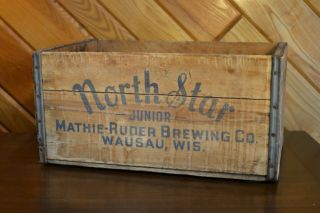 Euc North Star Junior Beer Bottle Wood Crate Mathie - Ruder Brewing Co Wausau Wis