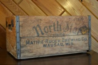 EUC North Star Junior Beer Bottle Wood Crate Mathie - Ruder Brewing Co Wausau Wis 3